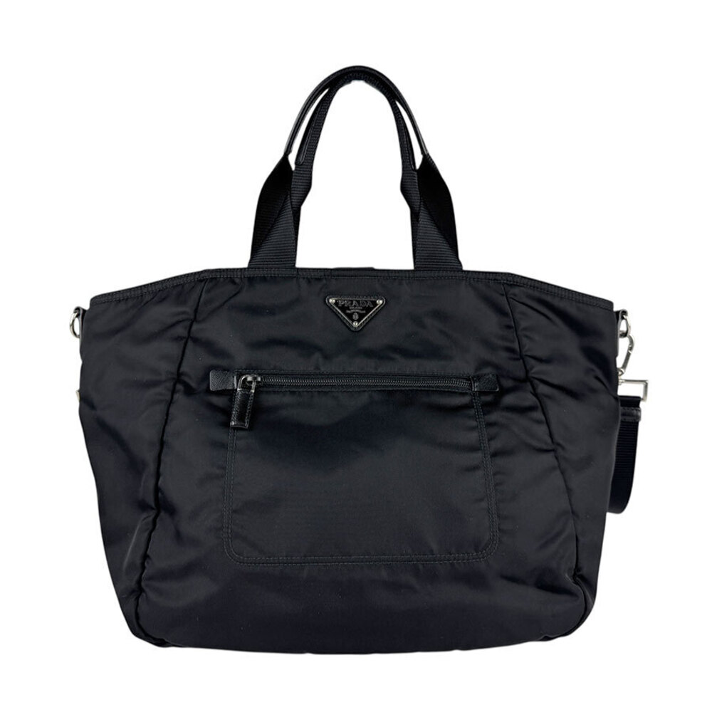 Prada Re Nylon Shoulder bag regenerated yarn enamel triangle Black